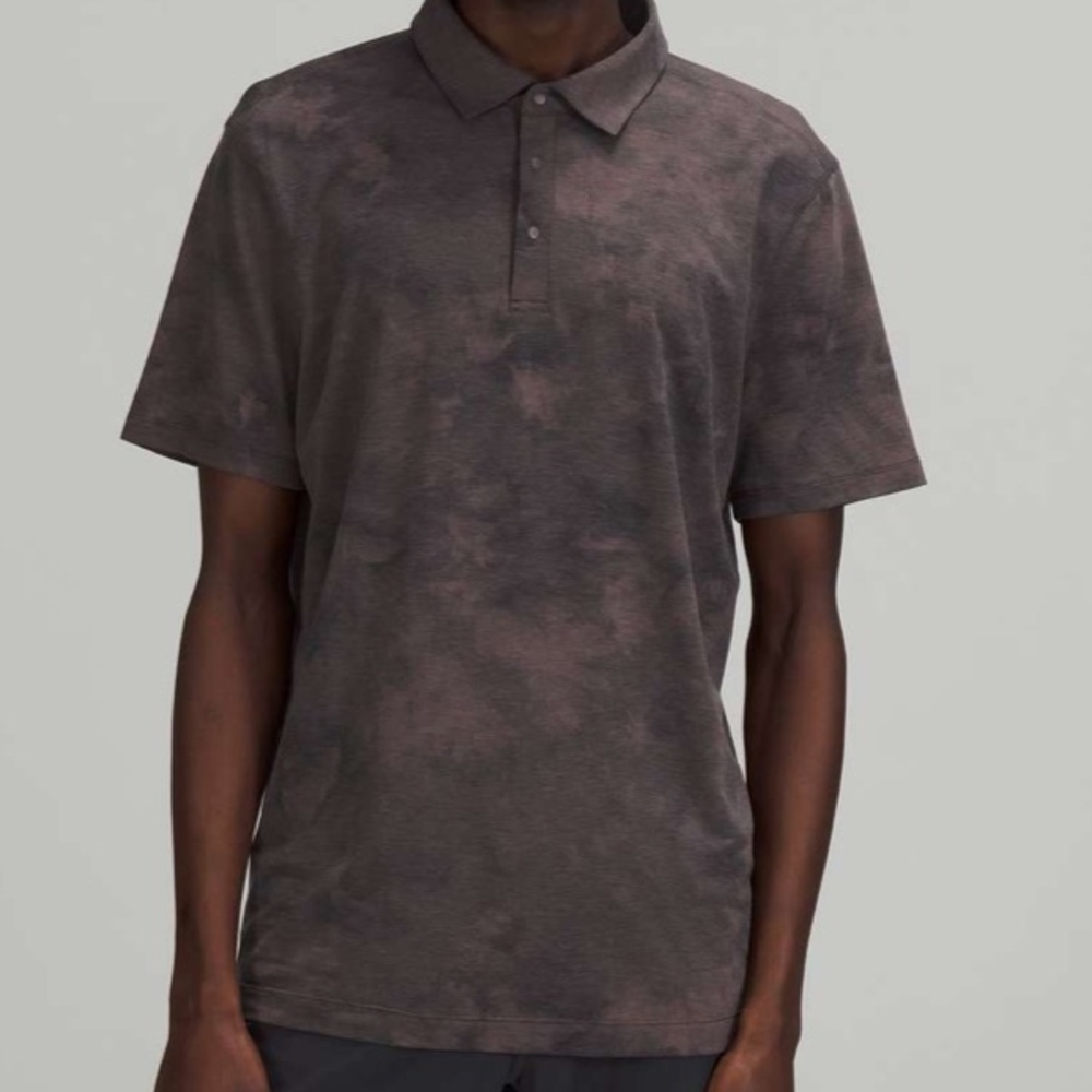 Lululemon Evolution Short Sleeve Polo Shirt Diamond Dye Purple Taupe Black